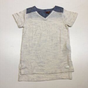 7 FOR ALL MANKIND Girls Chambray Insert Short Sleeve Knit Dress/Shirt